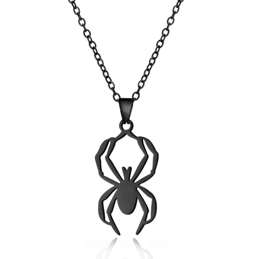 Jewelry Funny Pumpkin ghost Spider 201 Stainless Steel Asymmetrical Hollow Out Pendant Necklace