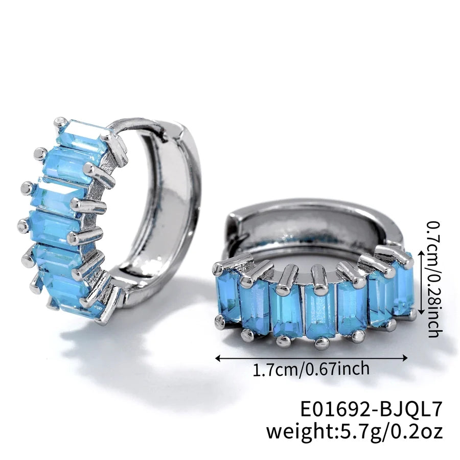 1 Pair Casual Glam Shiny Solid Color Inlay Copper Zircon K Gold Plated Rhodium Plated Ear clip