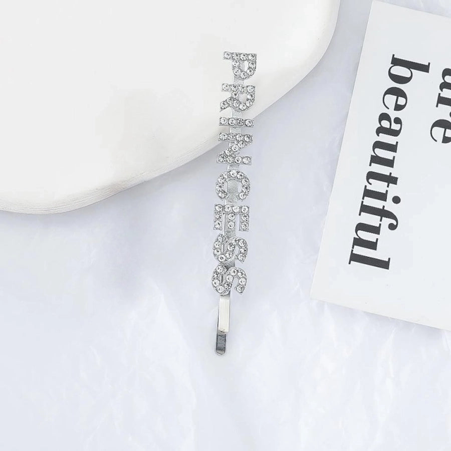 elegant sweet letter alloy plating inlay rhinestones hair clip