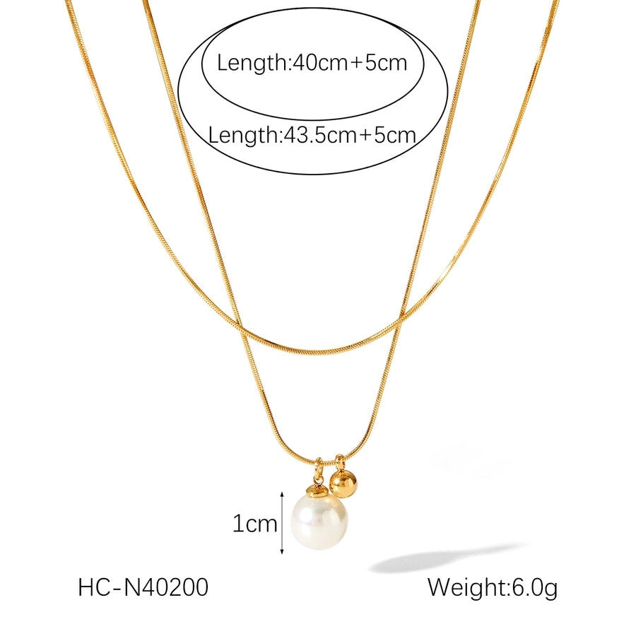 Jewelry IG Style Classic Style Round 304 Stainless Steel Titanium Steel 18K Gold Plated Double Layer Necklaces