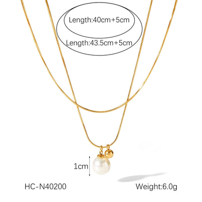 Jewelry IG Style Classic Style Round 304 Stainless Steel Titanium Steel 18K Gold Plated Double Layer Necklaces