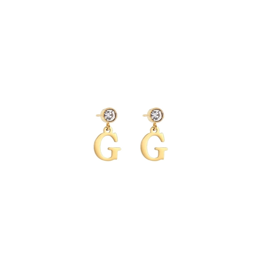 1 Pair Casual Simple Style Classic Style Letter Inlay 201 Stainless Steel 304 Stainless Steel Zircon Drop Earrings