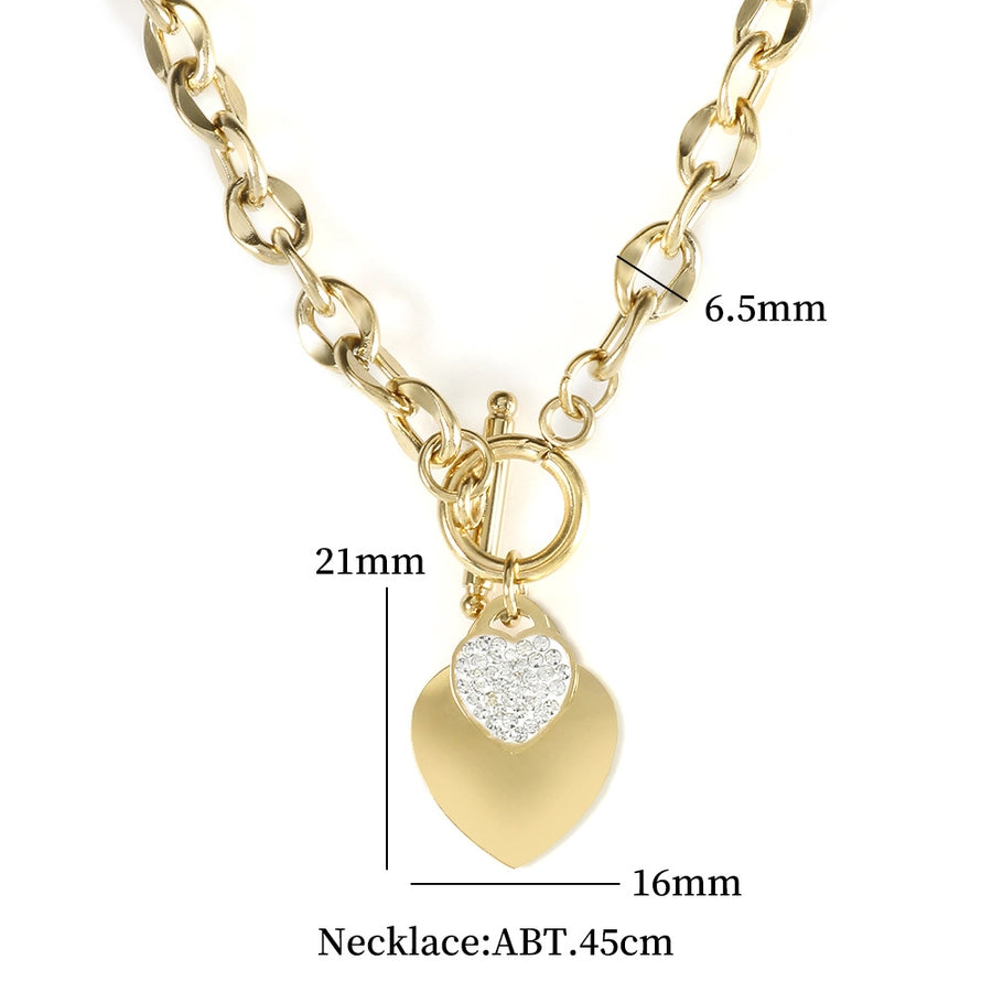 Jewelry Elegant Simple Style Heart Shape 304 Stainless Steel Plating Bracelets Earrings Necklace