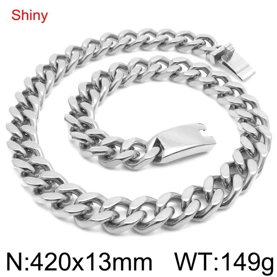 Fashion Minimalist Atmospheric Stainless Steel Cuban Link Chain Bracelet Necklace