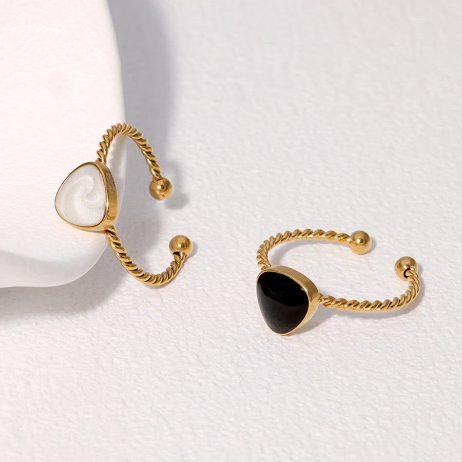 Jewelry French Style Classic Style IG Style Geometric 304 Stainless Steel 18K Gold Plated Enamel Stainless Steel Rings