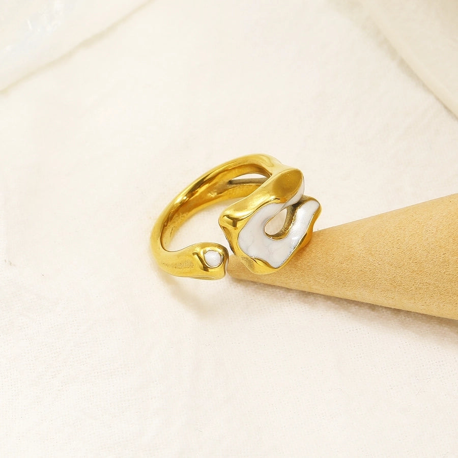 Jewelry Casual Simple Style Irregular 304 Stainless Steel 18K Gold Plated Enamel Rings