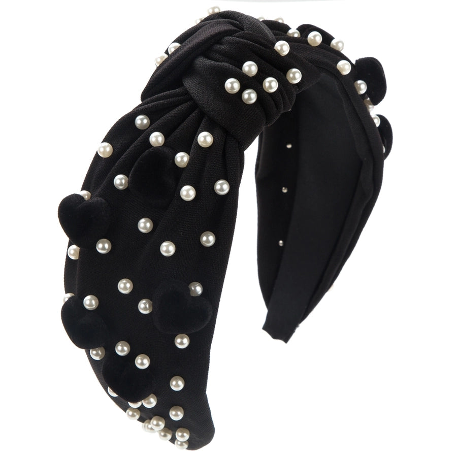 women's sweet heart shape imitation pearl cloth plating inlay pearl hair band