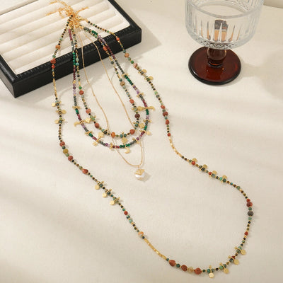 Casual Cute Commute Irregular natural stone Copper Beaded Chain Necklace In Bulk