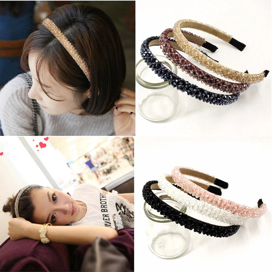 four-row crystal hair hoop korean wide-brimmed rhinestone headband