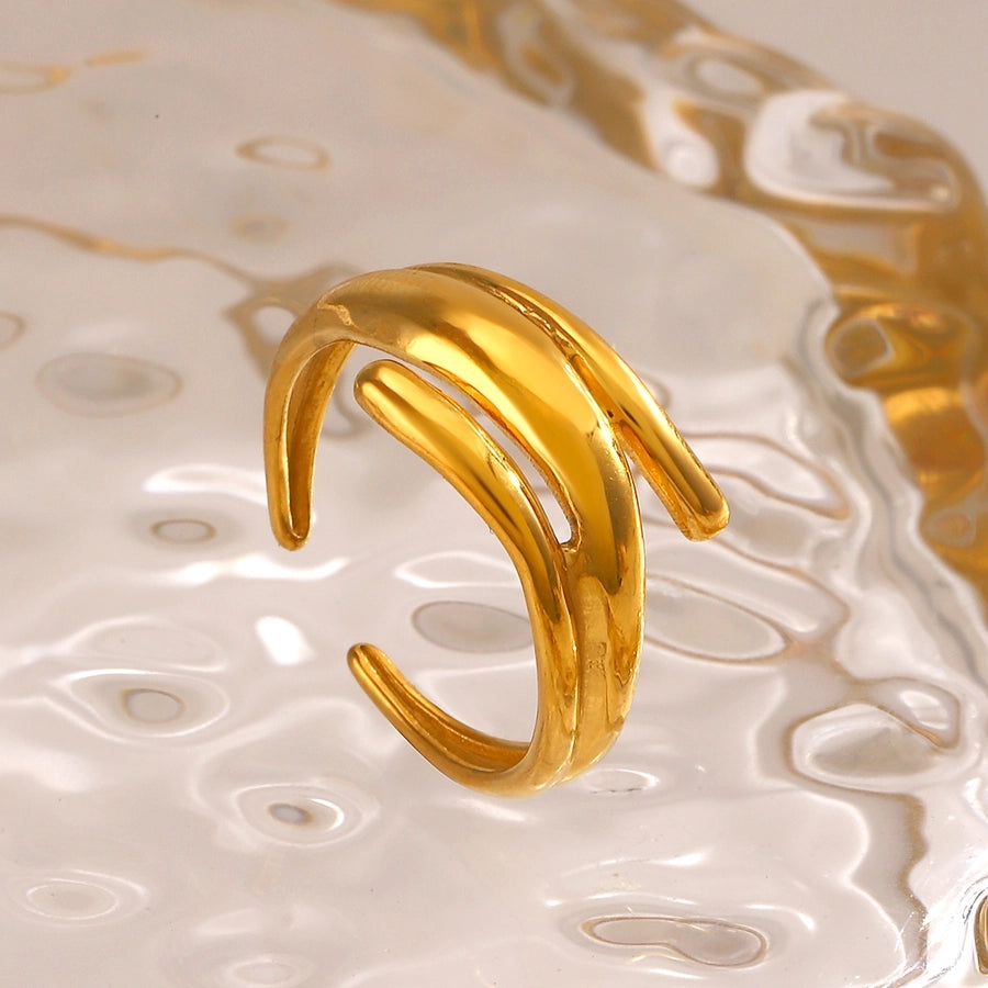 Jewelry Simple Style Irregular 304 Stainless Steel 18K Gold Plated Polishing Rings