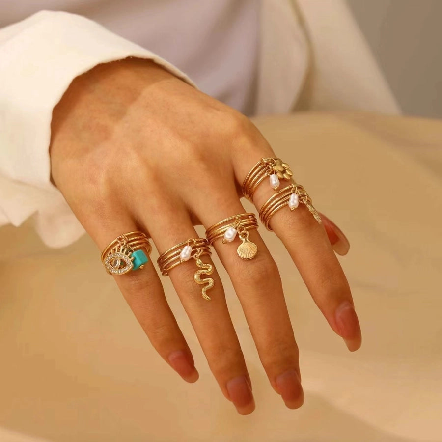 Copper Devil's Eye Starfish Cat Claws Charm Rings Open Rings