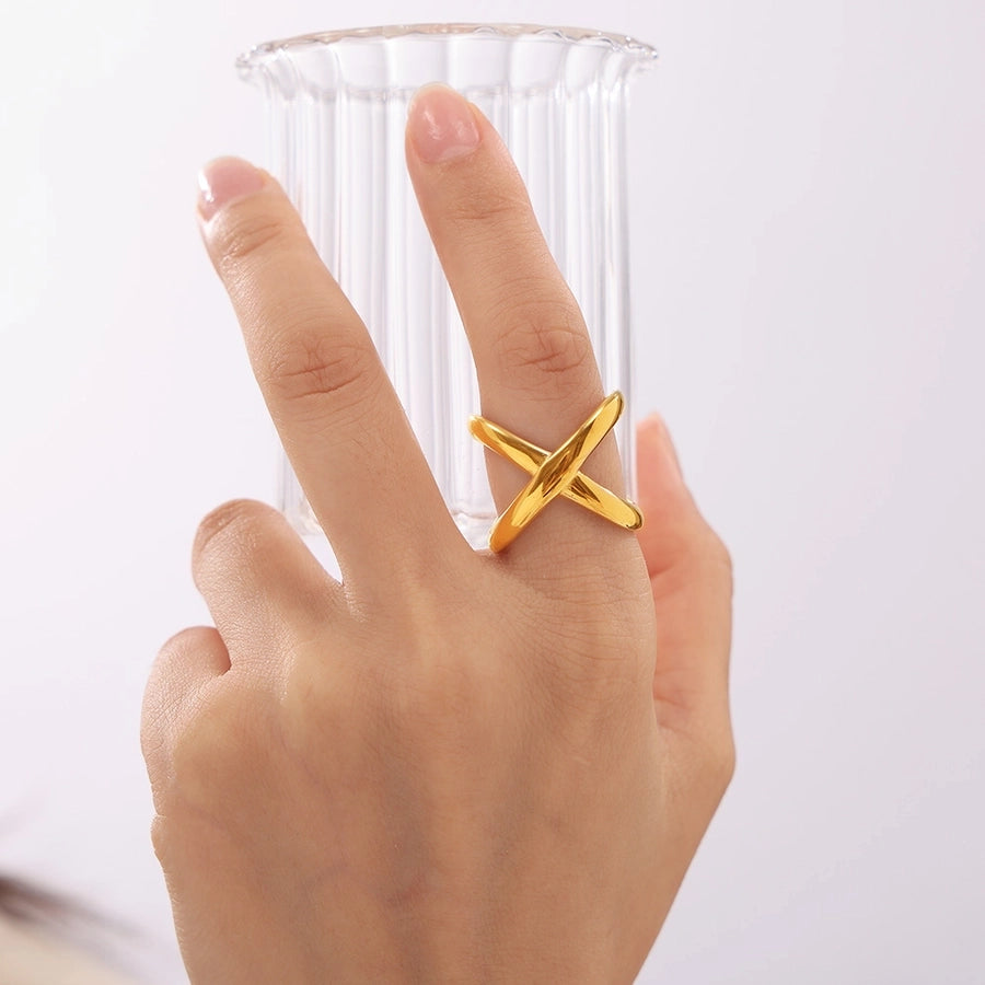 Jewelry Simple Style Classic Style Solid Color Titanium Steel 18K Gold Plated Plating Rings