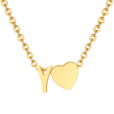 Jewelry Simple Style Commute Letter Heart Shape 201 Stainless Steel Plating Pendant Necklace