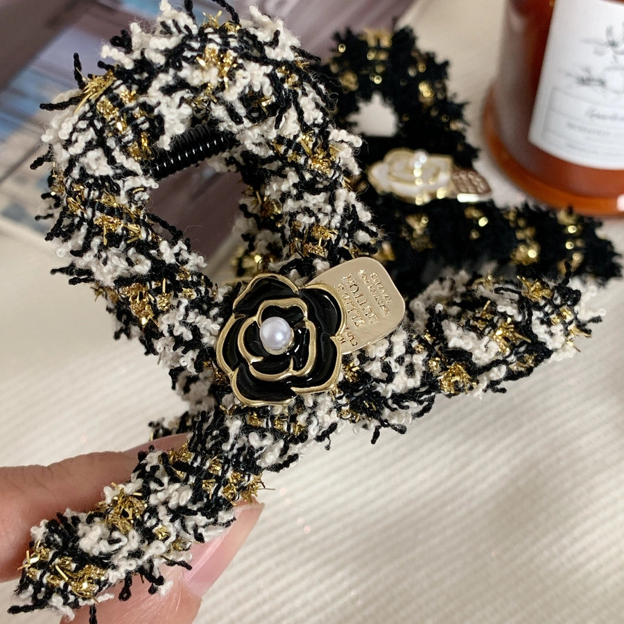 women's princess cute sweet flower plastic cloth inlaid pearls hair claws