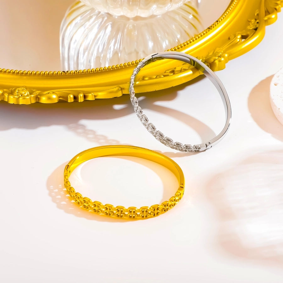 Vintage Style Simple Style Streetwear Geometric 304 Stainless Steel Bangle In Bulk