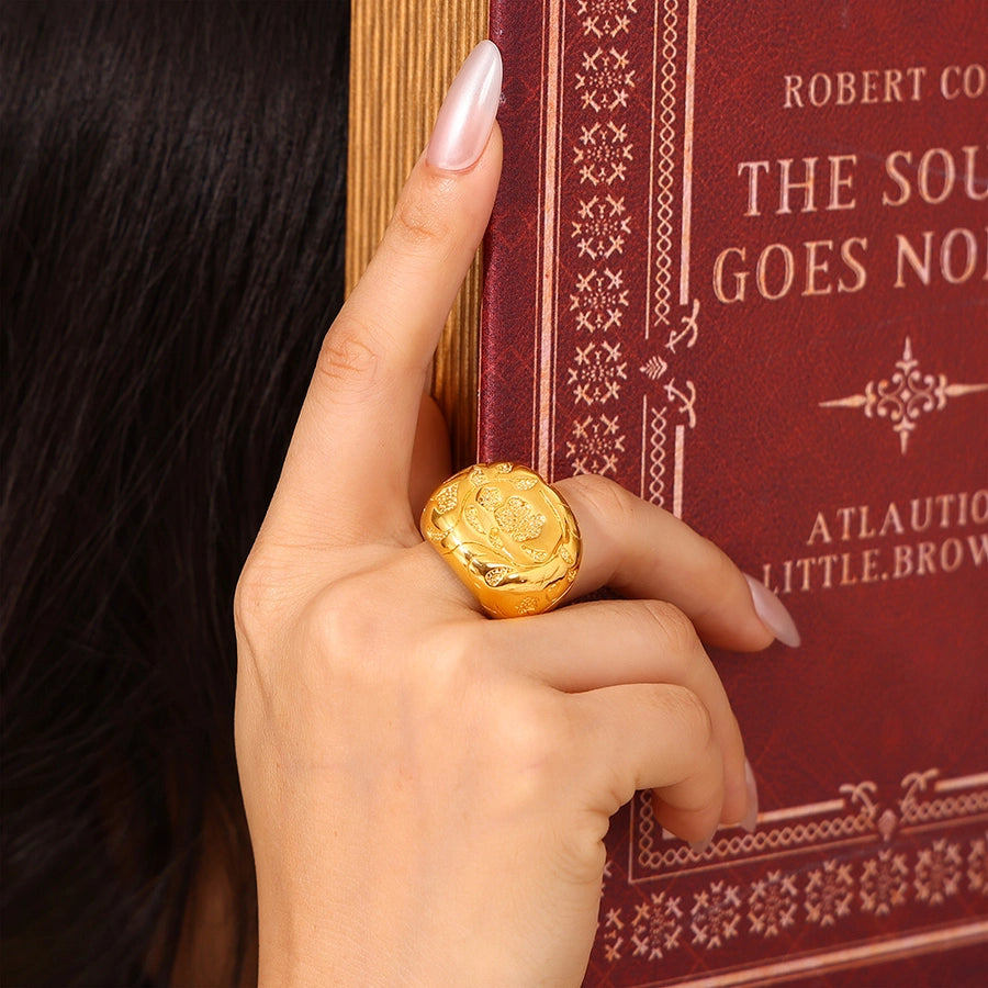 Jewelry Casual Elegant Modern Style Solid Color 304 Stainless Steel 18K Gold Plated Plating Rings