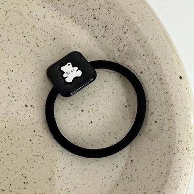 Korean Style New High-Grade Design Bear Puppy Necklace Square Rubber Band Tie Ponytail Hair String Headdress High Elasticity High Quality  Hair Accessories