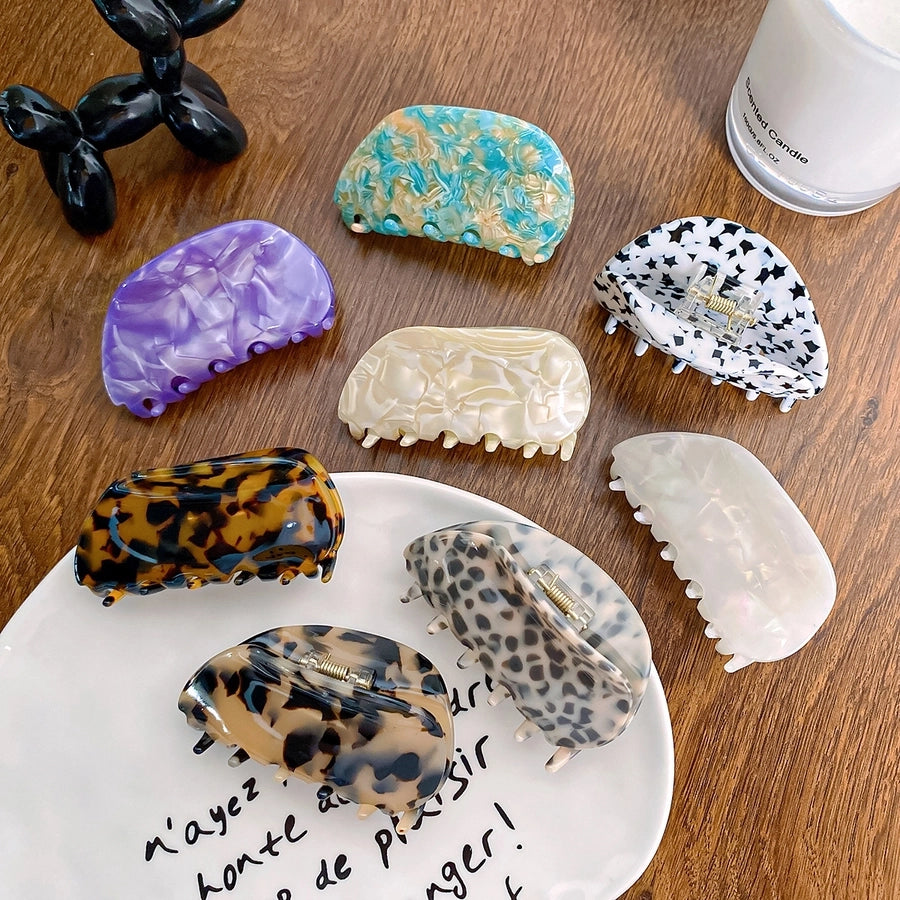 cute color block acetic acid sheets printing hair claws