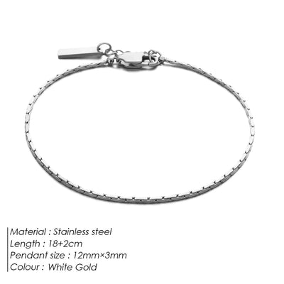 Vacation Simple Style Classic Style Solid Color 304 Stainless Steel 18K Gold Plated White Gold Plated Bracelets In Bulk