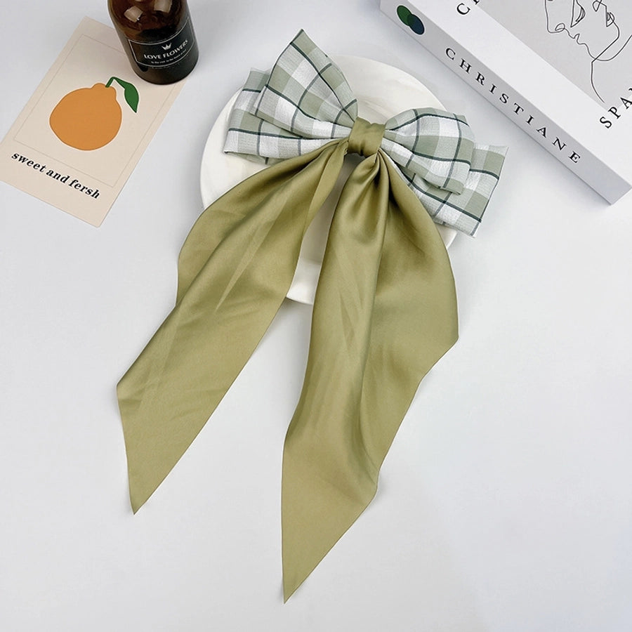 Sweet Plaid Bow Knot Cloth Hair Clip 1 Piece
