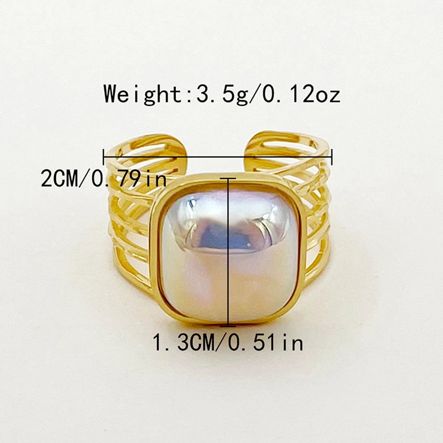 Jewelry IG Style Elegant Sweet Square Heart Shape 304 Stainless Steel Fritillary 14K Gold Plated Plating Inlay Open Rings