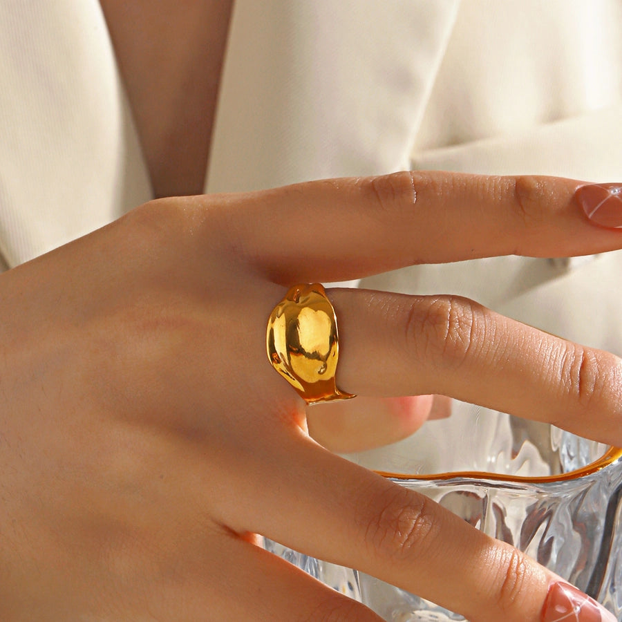 Jewelry Simple Style Irregular 304 Stainless Steel 18K Gold Plated Polishing Rings