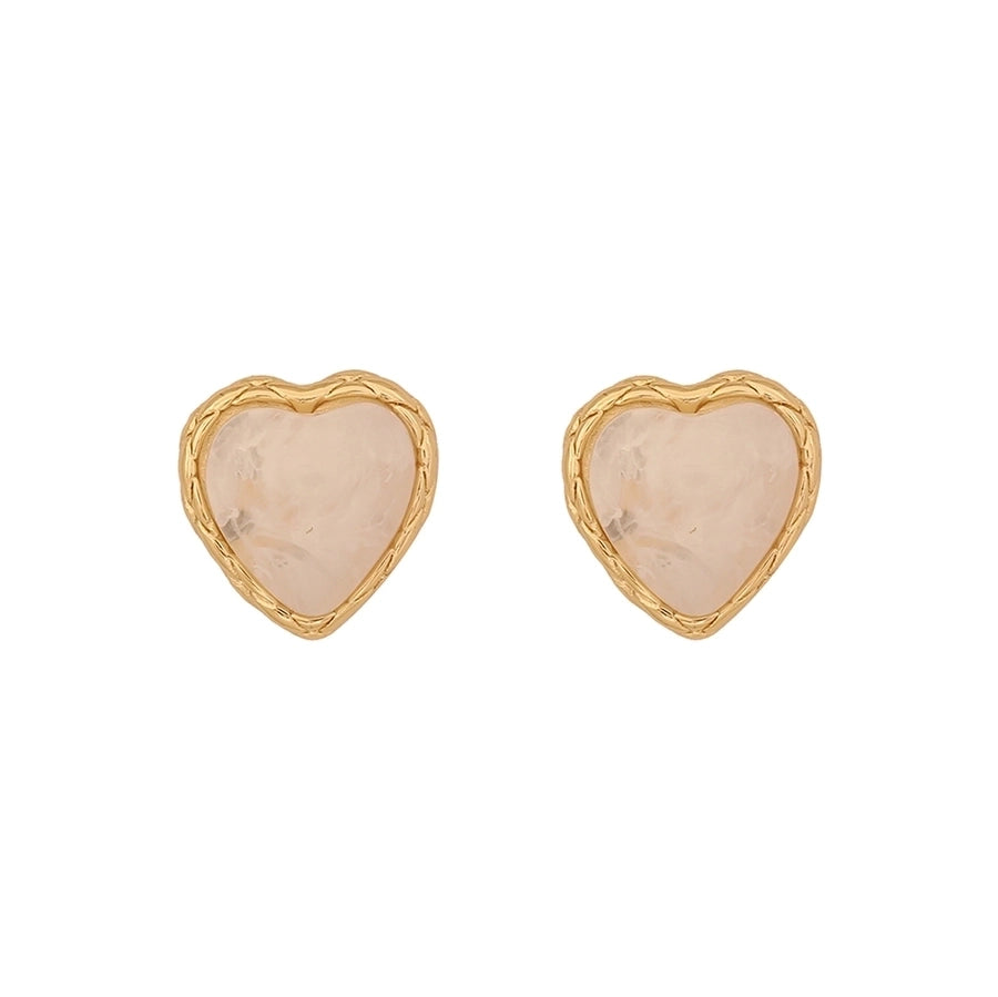 1 Pair Simple Style Commute Heart Shape Inlay 304 Stainless Steel Gem 18K Gold Plated Ear Studs