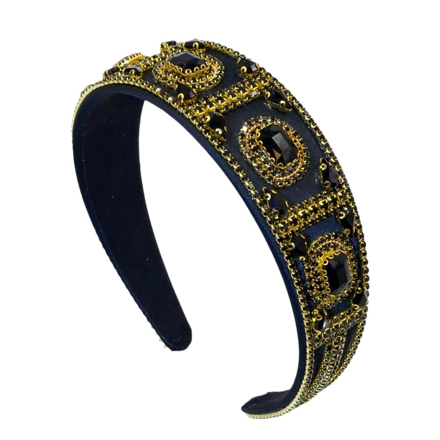 Women's Elegant Color Block Rhinestone Flannel Handmade Hair Band