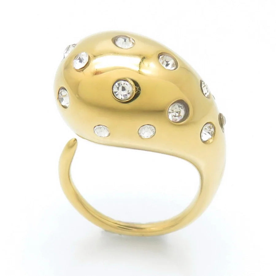 Jewelry Vintage Style Water Droplets 304 Stainless Steel 18K Gold Plated Open Rings
