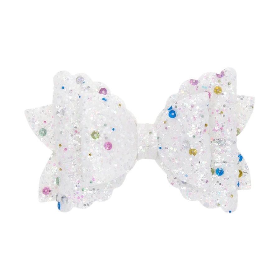 girls three-tier bow-knot hairpin children's sequined bow-knot edging clip colored hair clips