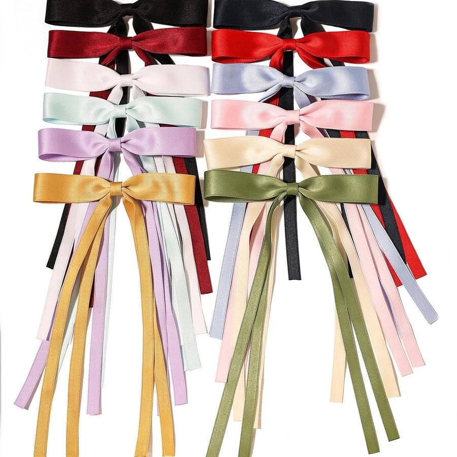 2.5cm polyester multi-color girl ribbon bow hairpin Lady temperament double ribbon duckbill clip top clip hair accessories