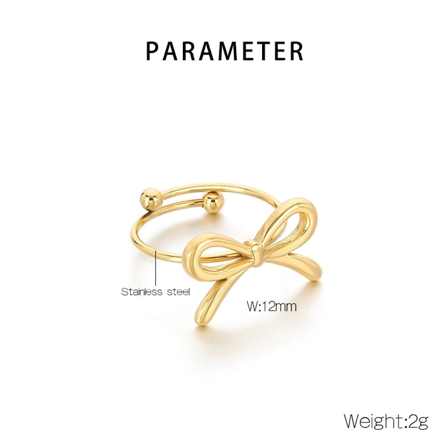 Jewelry Simple Style Bow Knot 304 Stainless Steel 18K Gold Plated Open Rings