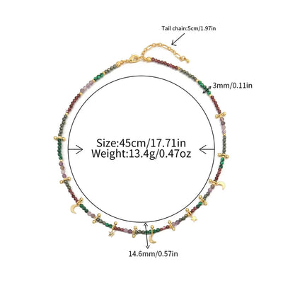 Casual Cute Commute Irregular natural stone Copper Beaded Chain Necklace In Bulk