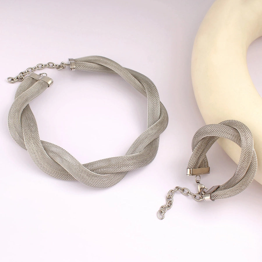 Jewelry Retro Exaggerated Geometric 304 Stainless Steel 18K Gold Plated Bracelets Necklace