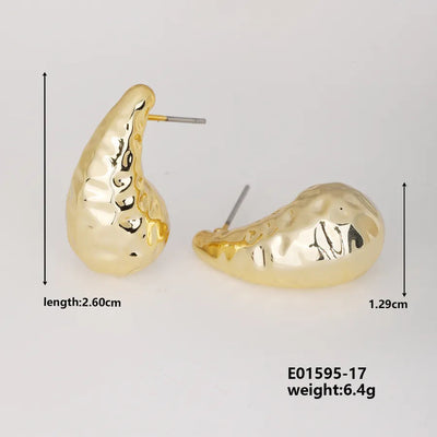1 Pair Basic Classic Style Geometric Star Heart Shape Irregular CCB K Gold Plated Stud Earrings