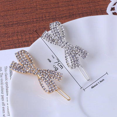 Alloy Rhinestone Bow Hairpin Women's Korean-style Internet Red Hairpin Side Korean-style Rhinestone Bow Frog Clip Side Clip