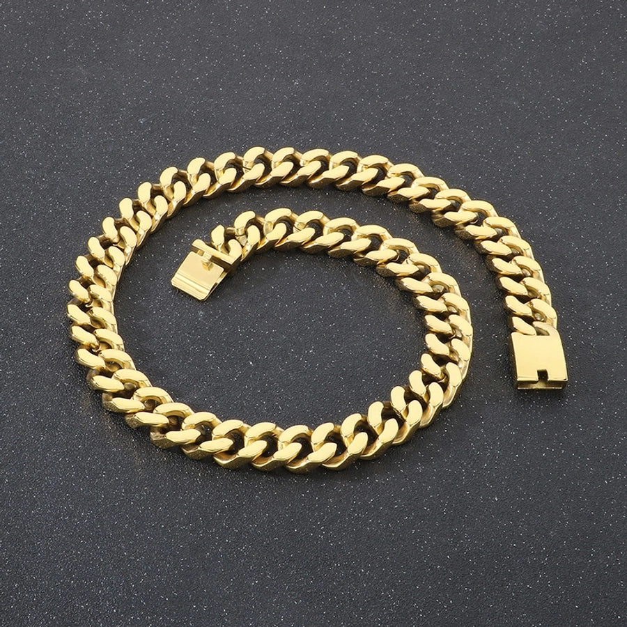 Domineering Fashion Personalized Stainless Steel Vacuum Electroplating Four-Sided Grinding Men's Necklace