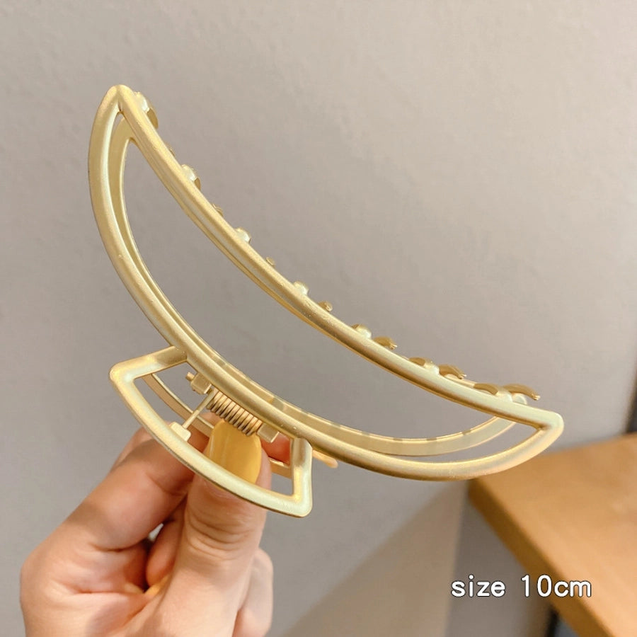 simple style solid color alloy resin hollow out hair claws