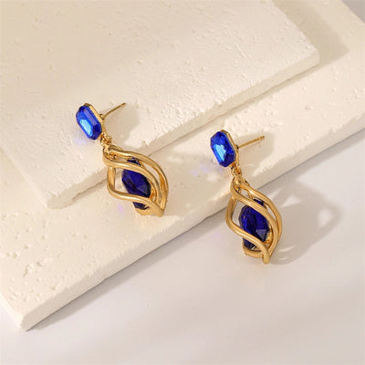 1 Pair Vintage Style Simple Style IG Style Geometric Inlay Copper Copper Alloy Gem Drop Earrings