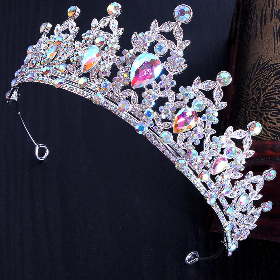 glam luxurious lady crown alloy plating inlay zircon crown