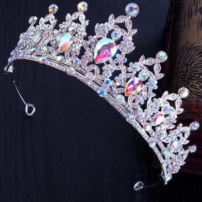 glam luxurious lady crown alloy plating inlay zircon crown
