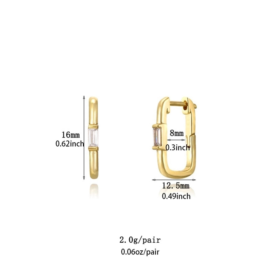 1 Pair IG Style U Shape Geometric Inlay Copper Zircon Gold Plated Ear Cuffs Earrings