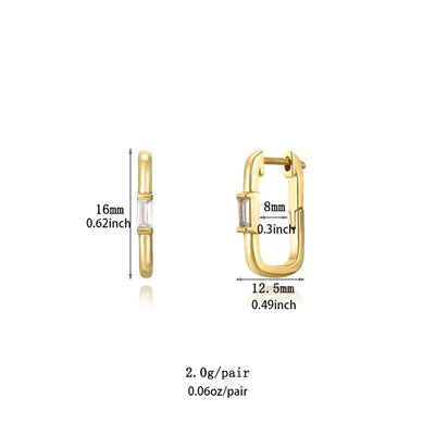 1 Pair IG Style U Shape Geometric Inlay Copper Zircon Gold Plated Ear Cuffs Earrings