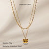 Jewelry IG Style Sweet Bow Knot 304 Stainless Steel Zircon Hollow Out Inlay Double Layer Necklaces