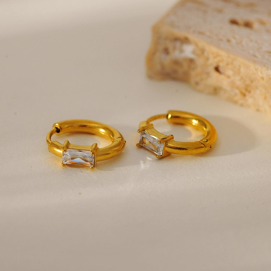 1 Pair Elegant Simple Style Classic Style Circle 304 Stainless Steel Zircon Earrings