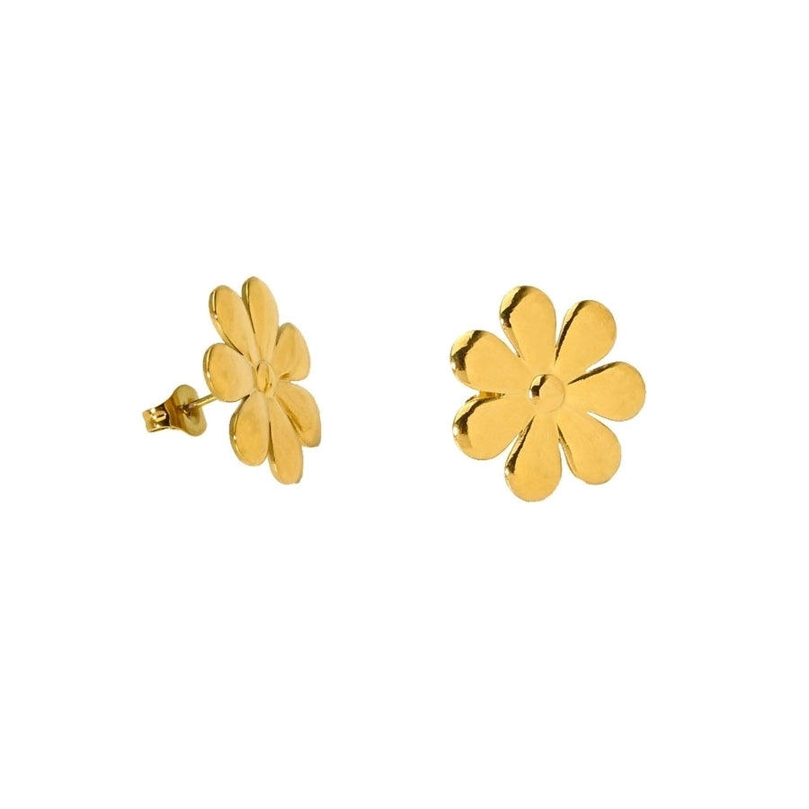 1 Pair IG Style Flower Plating Inlay 304 Stainless Steel Pearl 18K Gold Plated Ear Studs