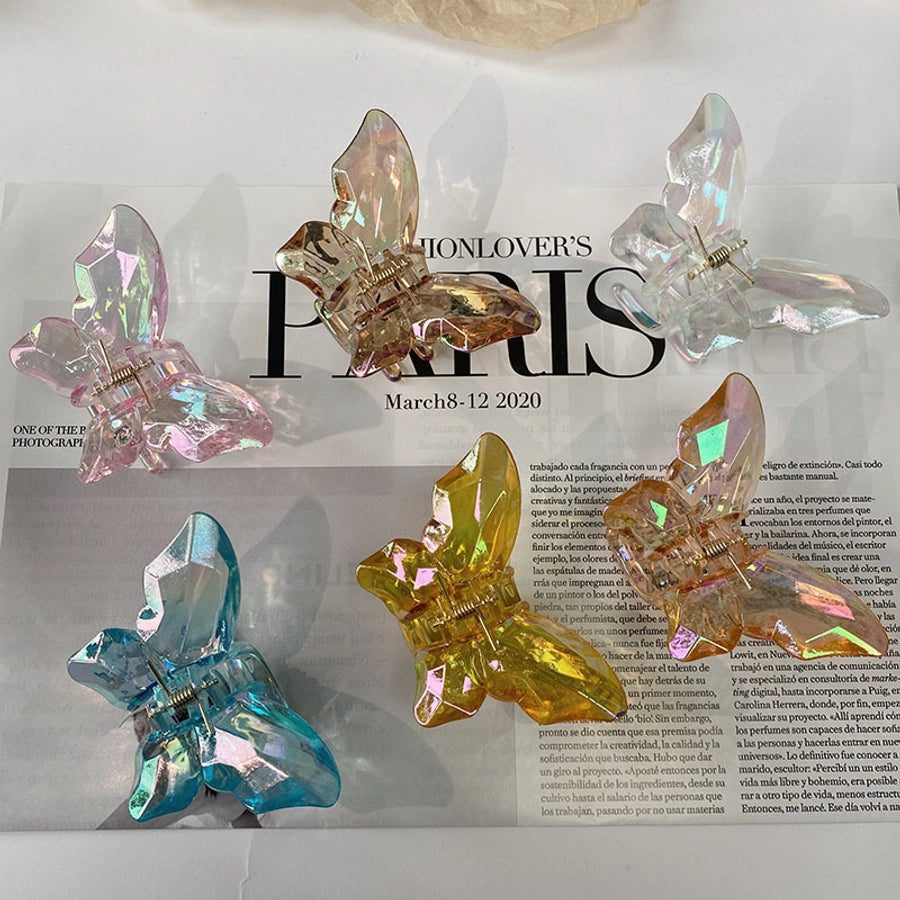 fashion butterfly plastic resin polishing hair claws