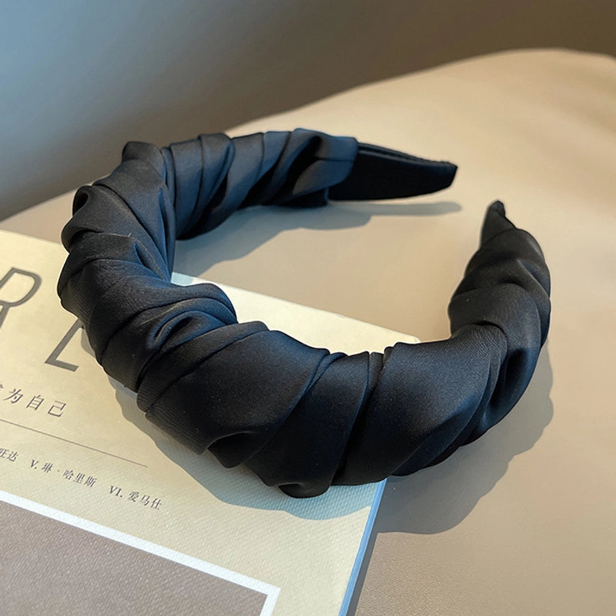simple style solid color cloth pleated hair band