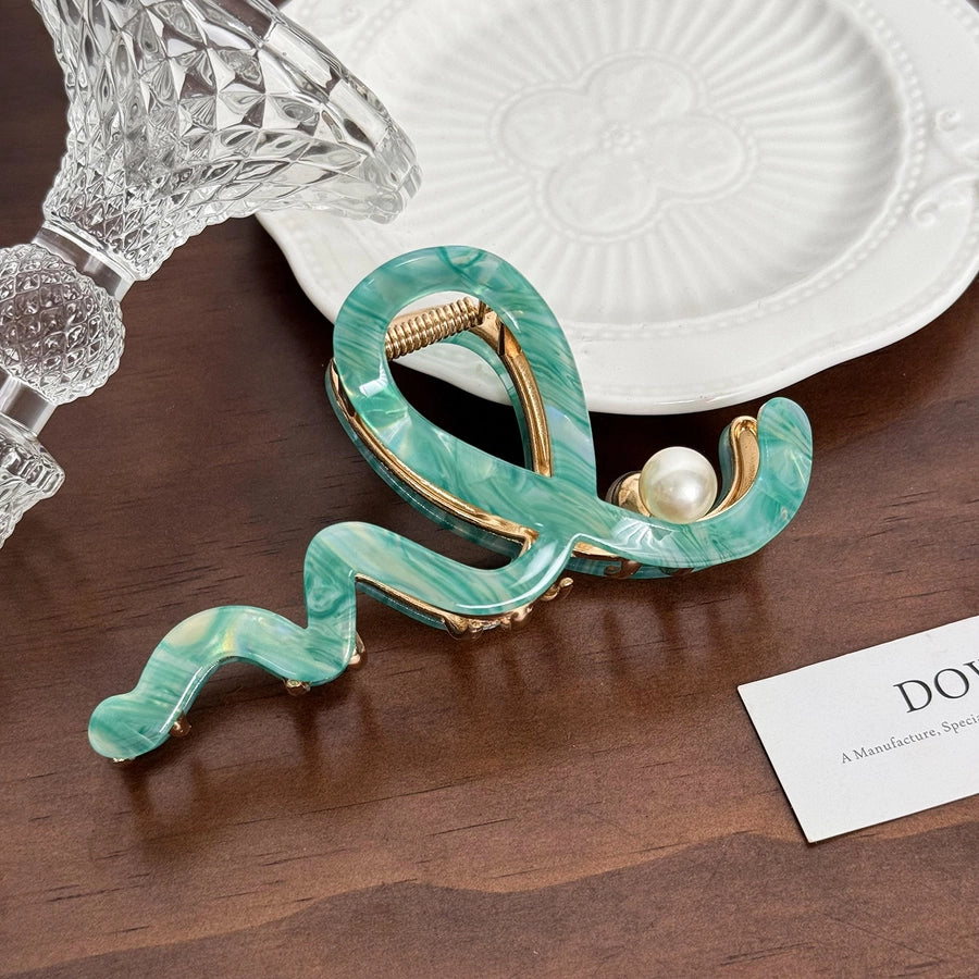 Women's IG Style Waves Arylic Alloy Inlay Pearl Hair Claws