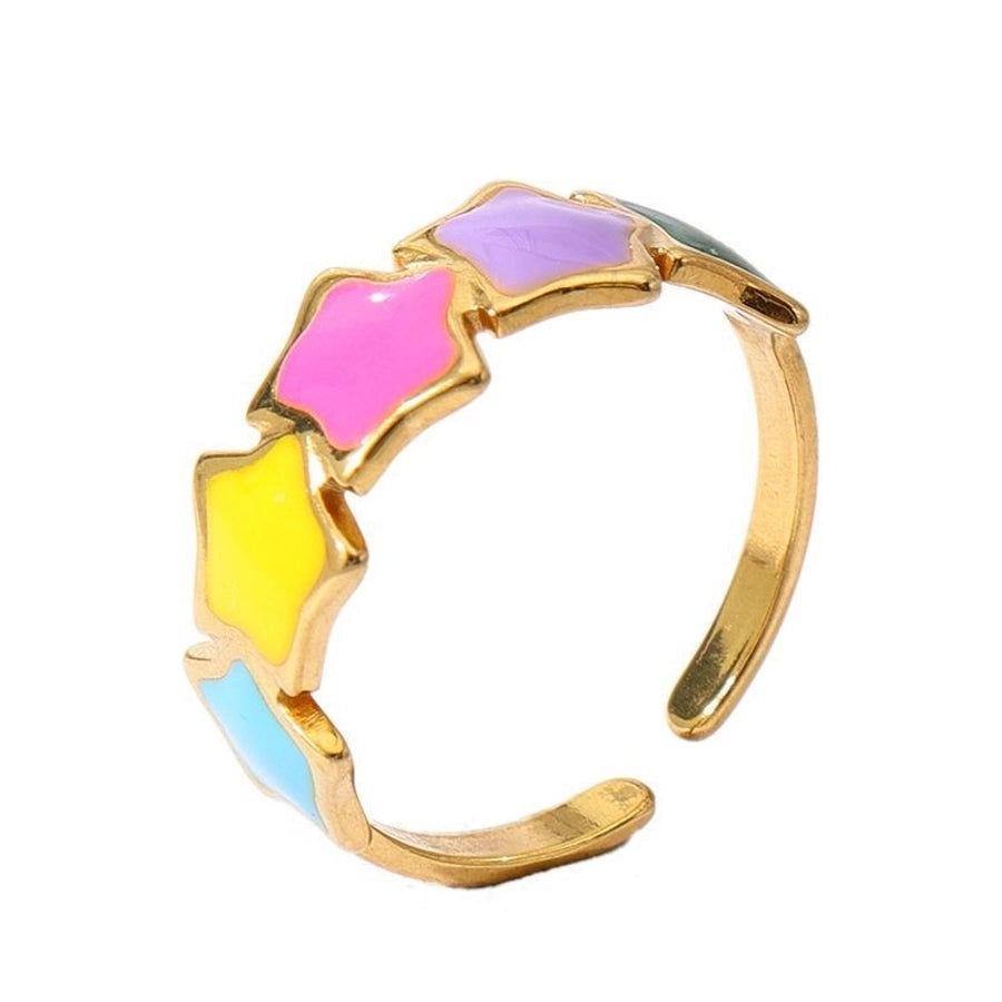 Jewelry IG Style Star Leaves Heart Shape 304 Stainless Steel Open Rings